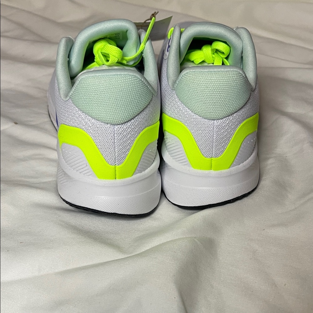 Adidas White with Neon Yellow and Blue Sneakers - Picture 5 of 8